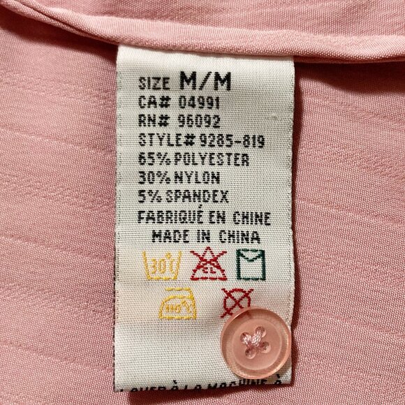 JESSICA Dusty rose pink vertical striped button-down shirt ~ MEDIUM LARGE blouse - Picture 12 of 14